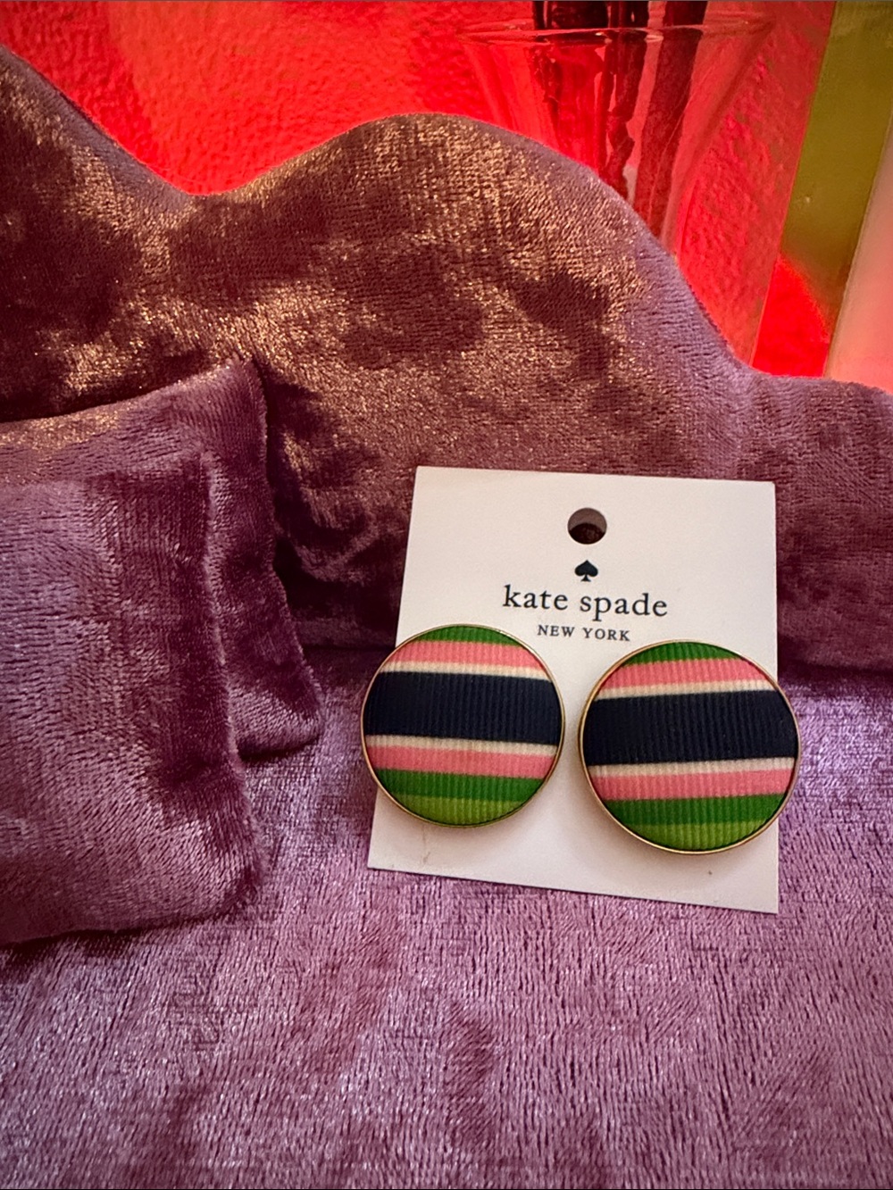 Kate Spade New York Multicolor Striped Statement Earrings Gold Tone